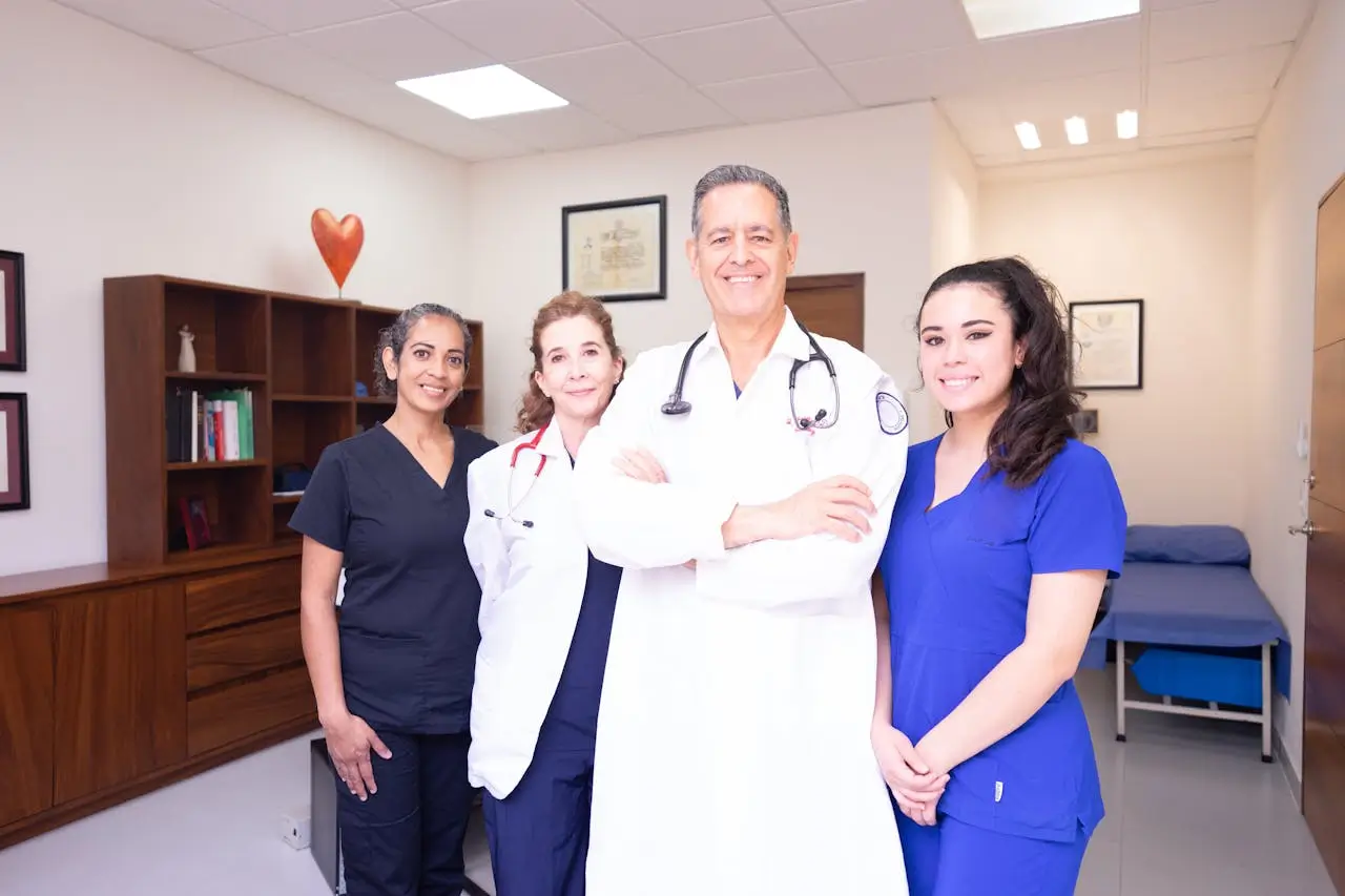 Medical professionals reviewing care planning information